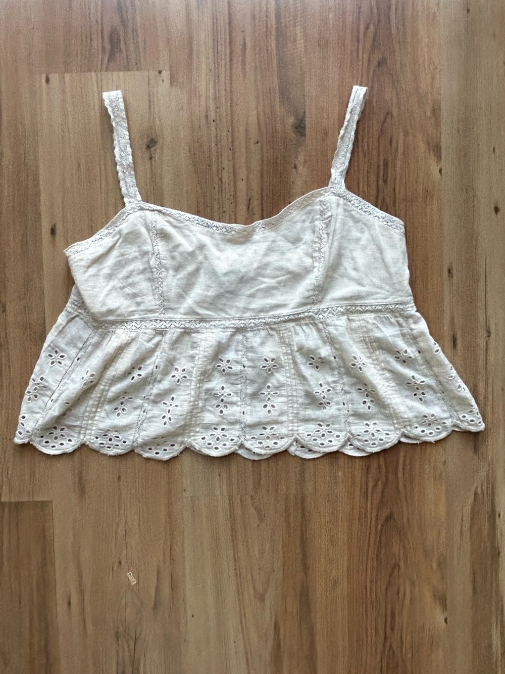 NWT American Eagle Eyelet Lace Corset Tube Top | XL | Cream Cottagecore
